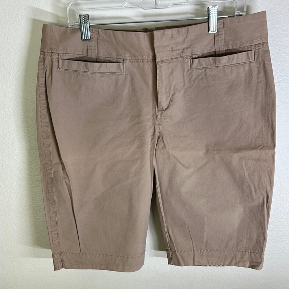 Old Navy Tan Bermuda Shorts Tailored Cotton Blend